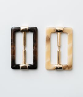 Rectangle Resin Horn Buckle with Gold Metal Bar